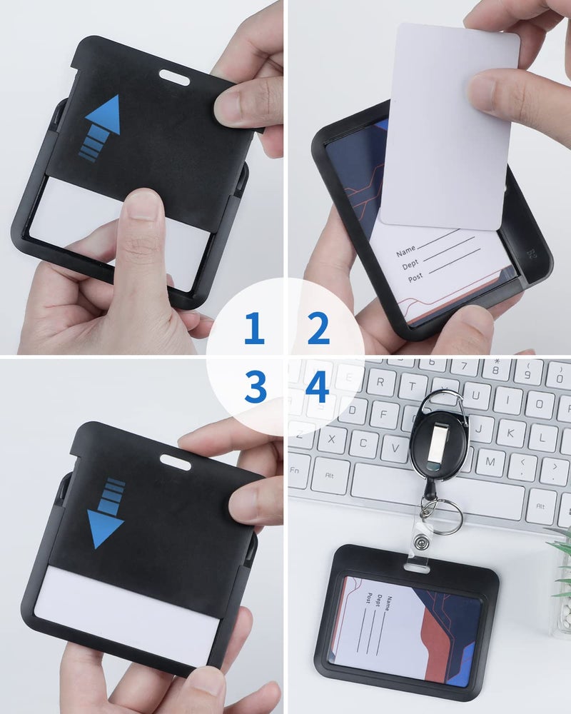 Uniclife 1 Pack Sliding ID Badge Holder Black Horizontal Hard Plastic Case with Clear Window Card Protector Pouch for Office School ID Credit Cards Proximity Key Cards Driverâ€™s Licenses and Passes - Image 5