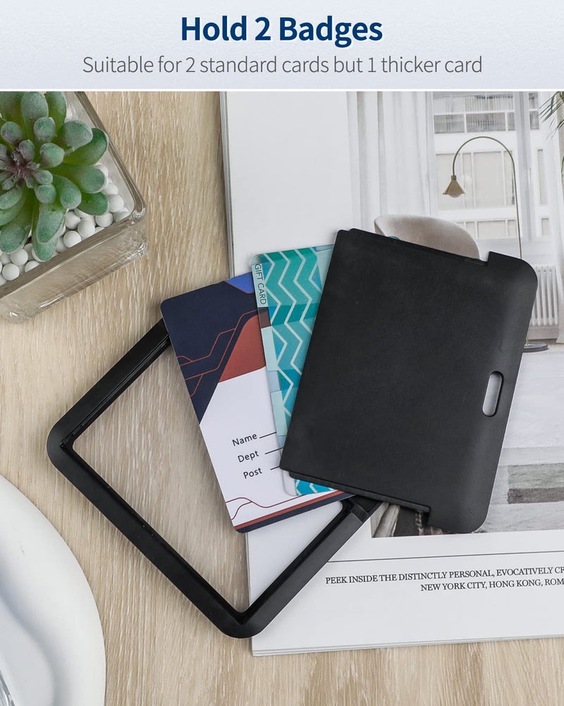 Uniclife 1 Pack Sliding ID Badge Holder Black Horizontal Hard Plastic Case with Clear Window Card Protector Pouch for Office School ID Credit Cards Proximity Key Cards Driverâ€™s Licenses and Passes - Image 3