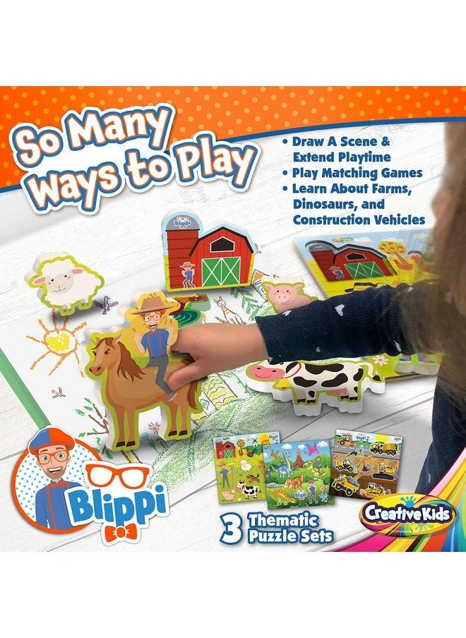 Creative Kids - Blippi Toys For Kids By Creative Kids 3 Chunky Puzzles For Toddlers Wooden Animal Dinosaur Construction Puzzles Toddler Puzzles Educational Learning Gifts Wooden Toys For Kids Ages 2+ - Image 1