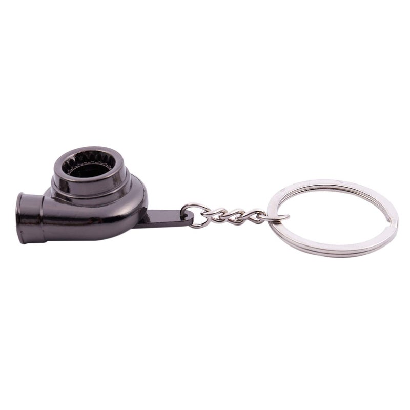 Gigavino Sleeve Bearing Spinning Golden Auto Parts Models Turbine Turbocharger Turbo Keychain Key Chain Ring Keyfob Keyring Black - Image 2