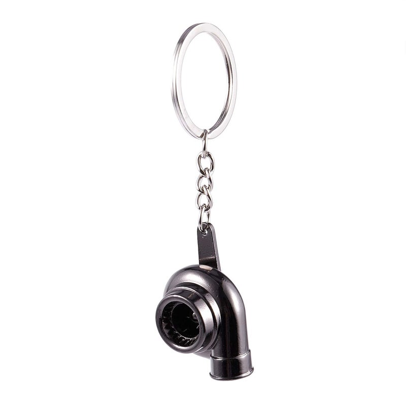 Gigavino Sleeve Bearing Spinning Golden Auto Parts Models Turbine Turbocharger Turbo Keychain Key Chain Ring Keyfob Keyring Black - Image 1