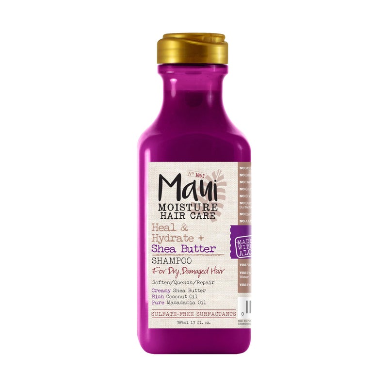 Maui Moisture Heal Hydrate Shea Butter Shampoo to Repair Deeply Moisturize Tight Curly Hair with Coconut Macademia Oils Vegan Silicone Paraben SulfateFree 13 fl oz