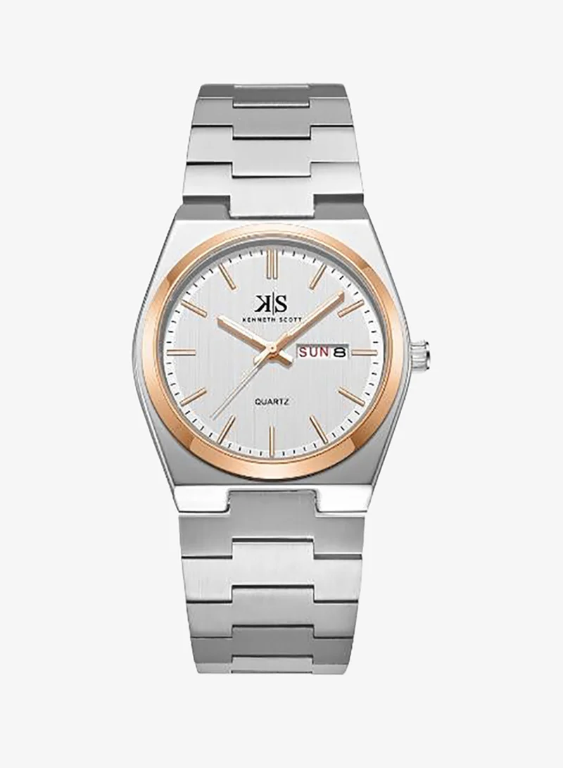 Kenneth Scott White Men's Stainless Steel Analog Watch K24011-KBSW - 40 mm for Men | Best Price UAE