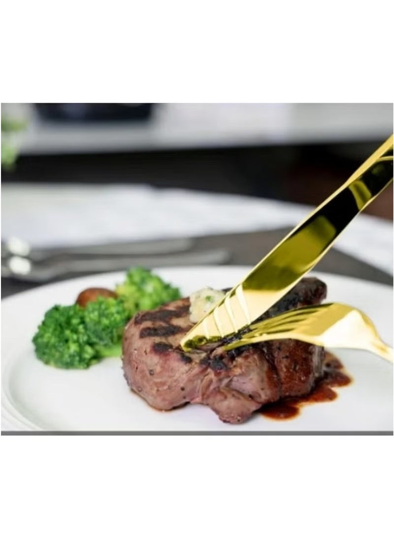 Huitich 24-Piece Stainless Steel Cutlery Set – Gold Finish - Image 3