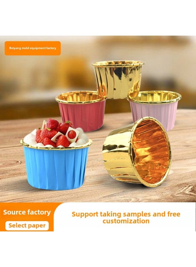 Large Curl Cup Thickened Gold And Silver Cake Paper Cup Lacquer Mafen Baking Tools High Temperature Resistant Oil Proof Mafen Cup-Specifications:Single-sided Mint Green - Image 2