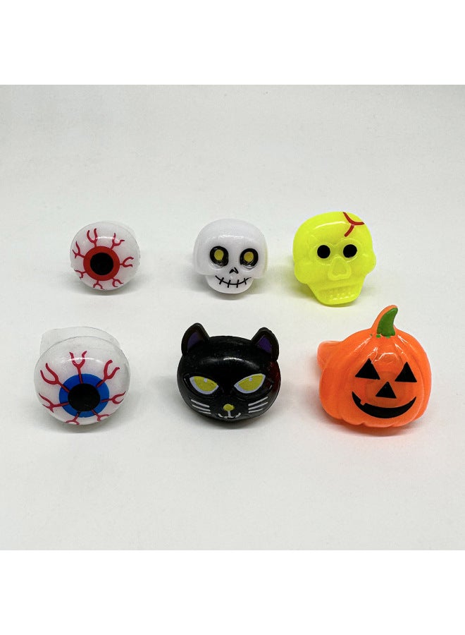 Special Ring Luminous Finger Light Led Flash Pumpkin Luminous Bracelet Children's Toy Gift-Color:Halloween Ring (a Set Of 6 Models, Shoot One And Send It Randomly)-Specifications:5*3*3  - Image 1