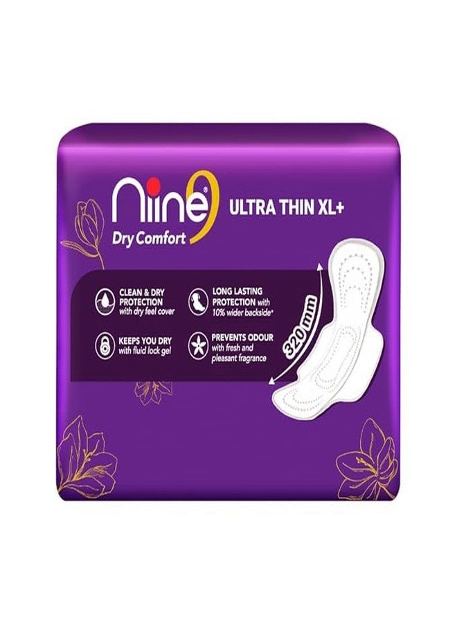 NIINE Dry Comfort Ultra Thin XL+ Sanitary Napkins for Heavy Flow (Pack of 1)30 Pads|320mm Long| Suitable for Heavy Flow|Faster Absorption |Prevents Wetness & Leakage Free Biodegradable disposable bags - Image 2