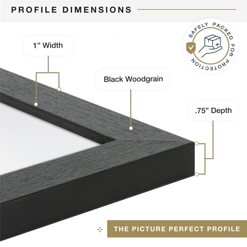 MCS Studio Gallery 19.75x27.5 Poster Frame Black Woodgrain Engineered Wood, Vertical & Horizontal Wall Hanging Large Picture Frame for Photos, Posters & Art Prints (1-Pack) - Image 4