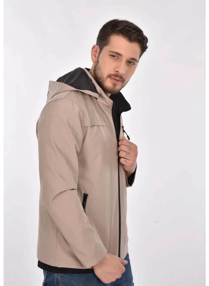 سيفيست New Season Men's Cream Hooded Inner Pocket Water and Windproof Seasonal & Summer Coat