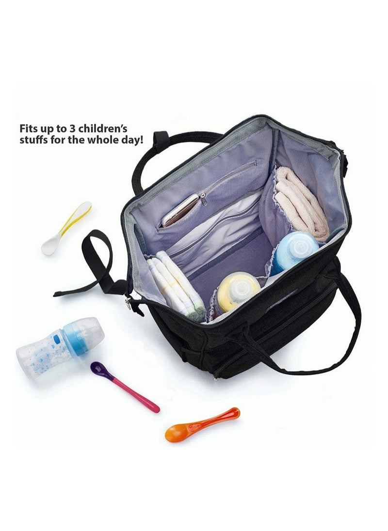 Y&D Baby Changing Bags, Insulated the Bottle Bag, Waterproof Large Capacity Travel Rucksack, Multi-Function Nappy Tote Shoulder Bag Organizer Mum Dad Backpack, Black  - Image 2