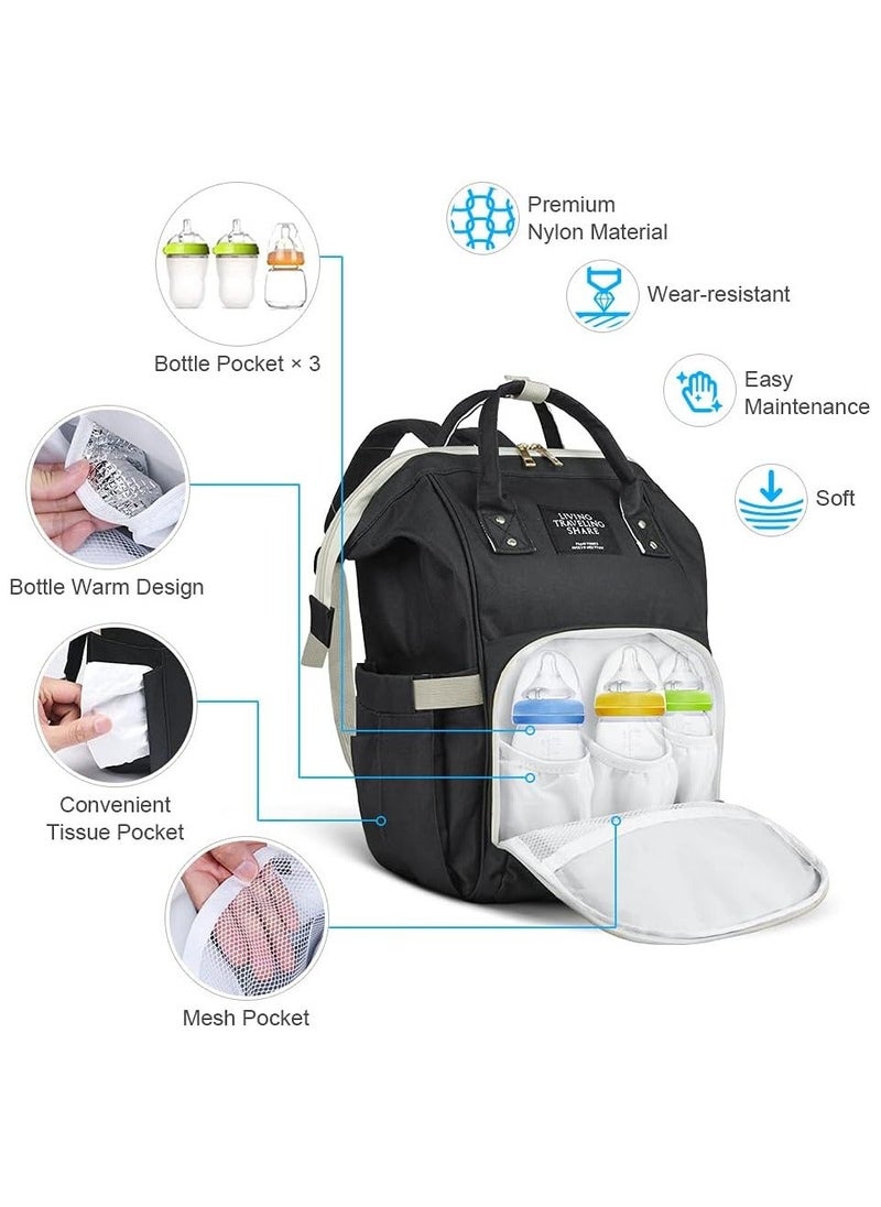 Y&D Baby Changing Bags, Insulated the Bottle Bag, Waterproof Large Capacity Travel Rucksack, Multi-Function Nappy Tote Shoulder Bag Organizer Mum Dad Backpack, Black  - Image 4