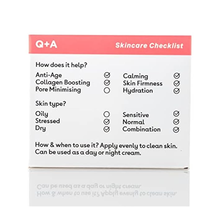 Q+A Collagen Face Cream (50g), Natural Skincare Anti-Ageing Face Care with plant-powered Collagen, Shea Butter and Magnesium, Hydrating and Firming Day Cream - Image 3