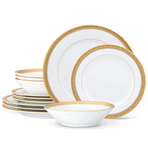 Noritake Crestwood Gold 12-Piece Dinnerware Set, Service for 4 - Image 1