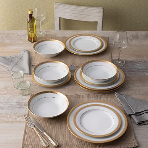 Noritake Crestwood Gold 12-Piece Dinnerware Set, Service for 4 - Image 4