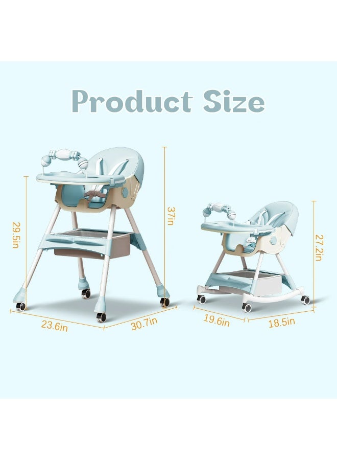 كرسى طعام هزاز للأطفال 2مستوي ارتفاع وقابل للطى مع بار العاب لتسليه الطفل كود (601y) - Image 2