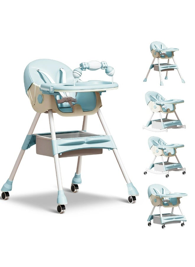 كرسى طعام هزاز للأطفال 2مستوي ارتفاع وقابل للطى مع بار العاب لتسليه الطفل كود (601y) - Image 1