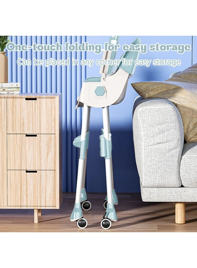 كرسى طعام هزاز للأطفال 2مستوي ارتفاع وقابل للطى مع بار العاب لتسليه الطفل كود (601y) - Image 3