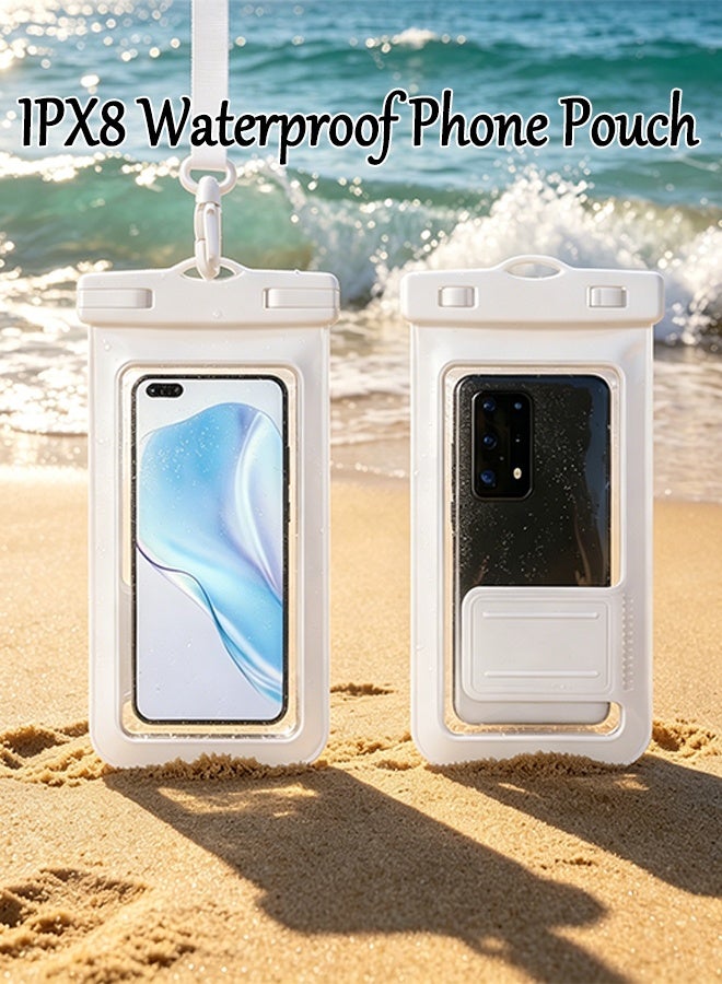 2 حزمة IPX8 حالة الهاتف المقاوم للماء ، 7.2 بوصة عالمية حقيبة الهاتف المقاوم للماء مع الحبل القابل للتعديل ، فيلم واضح HD كامل لمس حقيبة الهاتف المقاوم للماء للسباحة الغوص التزلج السفر على الشاطئ والاستخدام اليومي المطر (ZP21 - أبيض) - Image 1