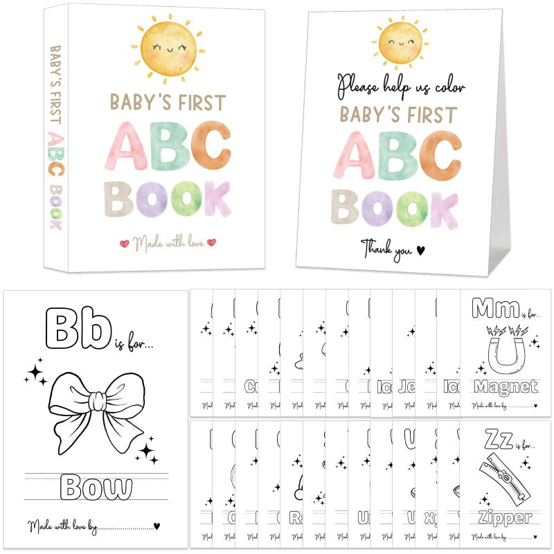 Babys First ABC Book Baby Shower Activity Keepsake Game Boho Sun ABC Coloring Baby Shower Guest Book Sunshine Babys First Alphabet Coloring Book A to Z Coloring Pages