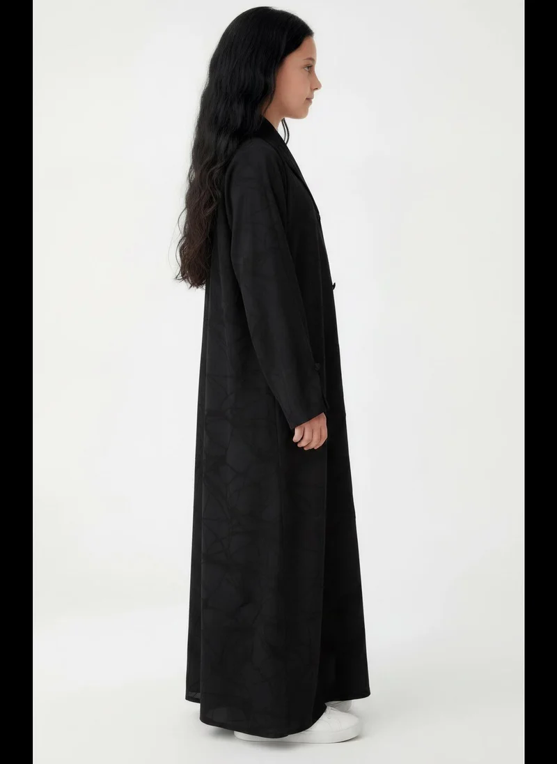 أم سكوير فاشن Girls Abstract Print Abaya with Matching Chiffon Headscarf, Elegant Everyday Modest Wear