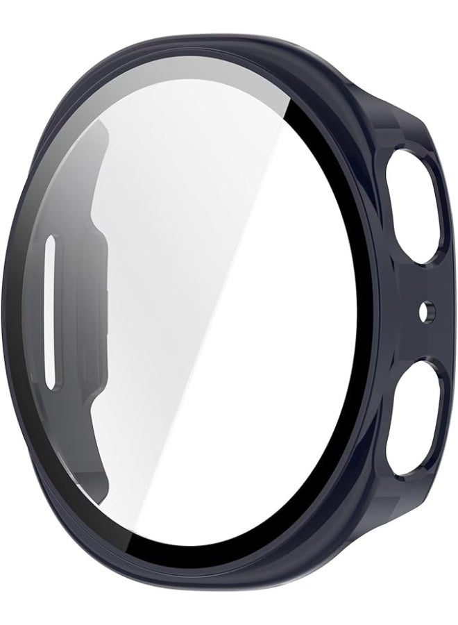 ووتش جراب مع زجاج مقسّى لشاشة Samsung Galaxy Watch 8 مقاس 44 مم للرجال والنساء، حماية شاملة من البولي كربونات الصلب، مضاد للانزلاق ومقاوم للخدش، أسود - Image 1