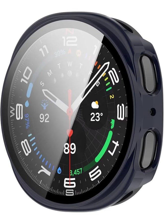 ووتش جراب مع زجاج مقسّى لشاشة Samsung Galaxy Watch 8 مقاس 44 مم للرجال والنساء، حماية شاملة من البولي كربونات الصلب، مضاد للانزلاق ومقاوم للخدش، أسود - Image 3