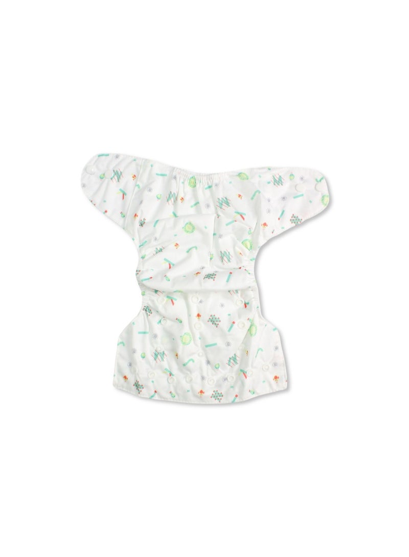 Cotton Baby Diaper – White with English Letters Print - Image 2