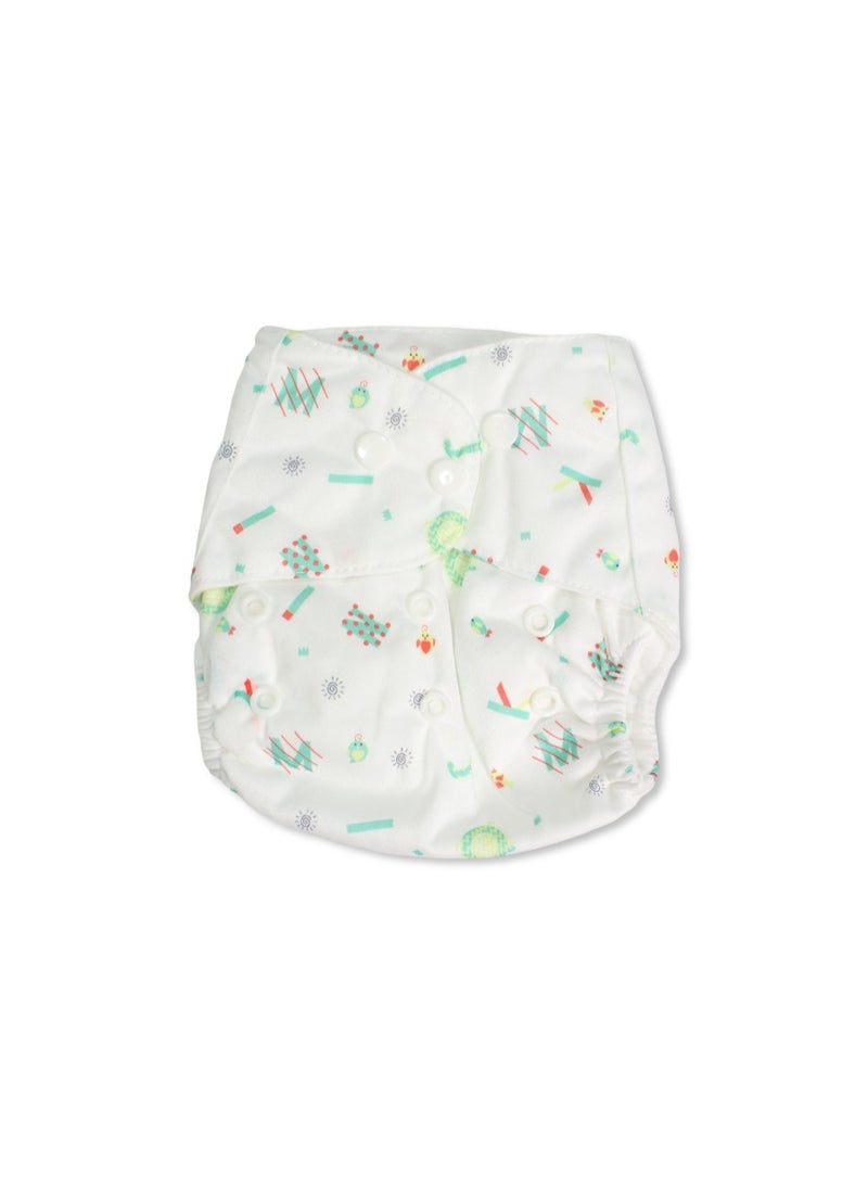 Cotton Baby Diaper – White with English Letters Print - Image 1