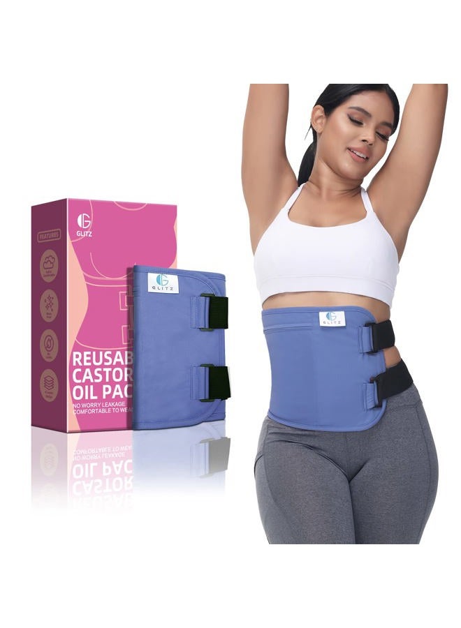 Glitz Castor Oil Pack Wrap – Reusable Organic Castor Oil Packs for Liver Detox (Compress), Less Mess, Anti Leak Outer Layer, Soft Cotton (Violet) - Image 1