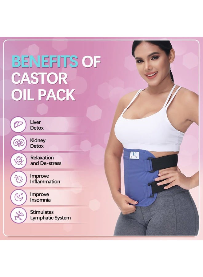 Glitz Castor Oil Pack Wrap – Reusable Organic Castor Oil Packs for Liver Detox (Compress), Less Mess, Anti Leak Outer Layer, Soft Cotton (Violet) - Image 2