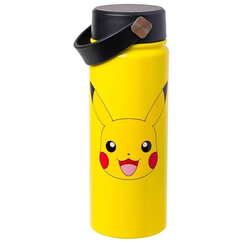 Silver Buffalo Pokemon Pikachu Stainless Steel Water Bottle with Swivel Handle 20 Ounces - Image 1