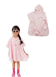 HaveDream Children's Hooded Bath Towel Spring and Summer Cotton, Boys and Girls Cape Beach Swimming Bathrobe - Pink  - Image 3