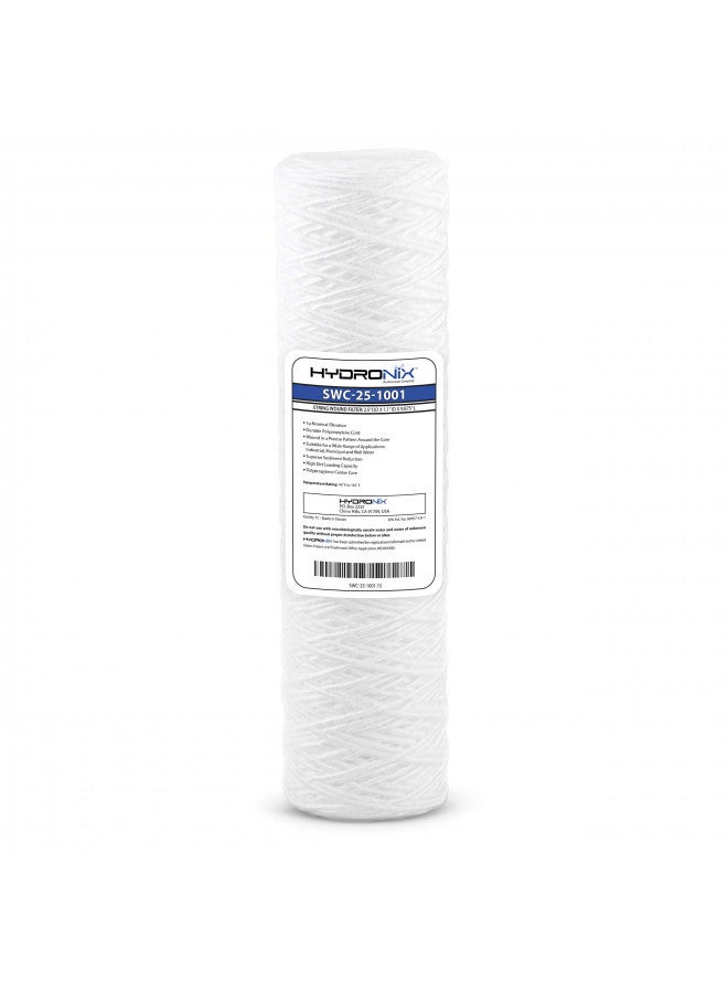 Hydronix SWC-25-1001 Universal Whole House String Wound Sediment Water Filter Cartridge 2.5" x 10" - 1 Micron