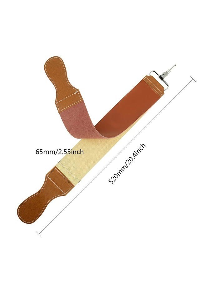 Grandslam Leather Strop for Straight Razor Sharpening and Smooth - Professional Straight Razor Knife Cowhide and Canvas Dual Strop Brown - Image 5