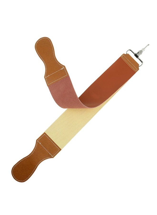 Grandslam Leather Strop for Straight Razor Sharpening and Smooth - Professional Straight Razor Knife Cowhide and Canvas Dual Strop Brown - Image 1