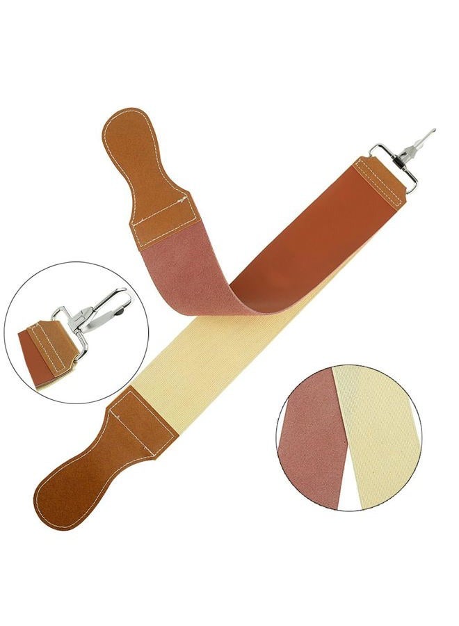 Grandslam Leather Strop for Straight Razor Sharpening and Smooth - Professional Straight Razor Knife Cowhide and Canvas Dual Strop Brown - Image 2