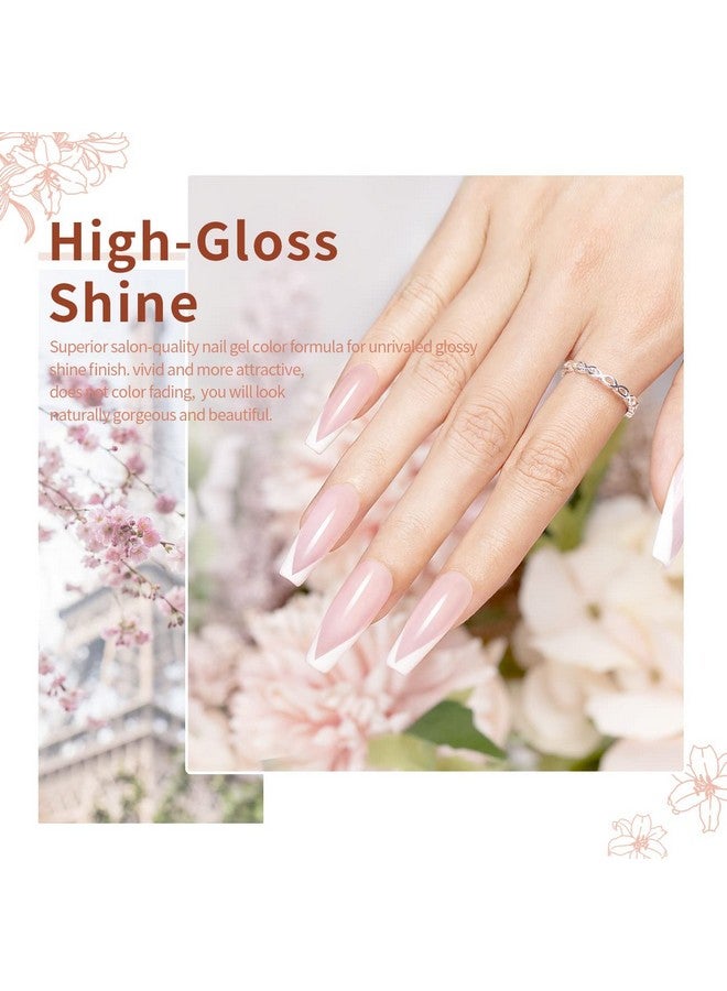 RARJSM Nude Gel Polish for French Manicure,Sheer Jelly Pink Gel Nail Polish Set of 6 Transparent Colors Clear Light Brown Pure White Neutral Nail Varnish LED UV Curing Requires 7.5ml for Home Salon - Image 3