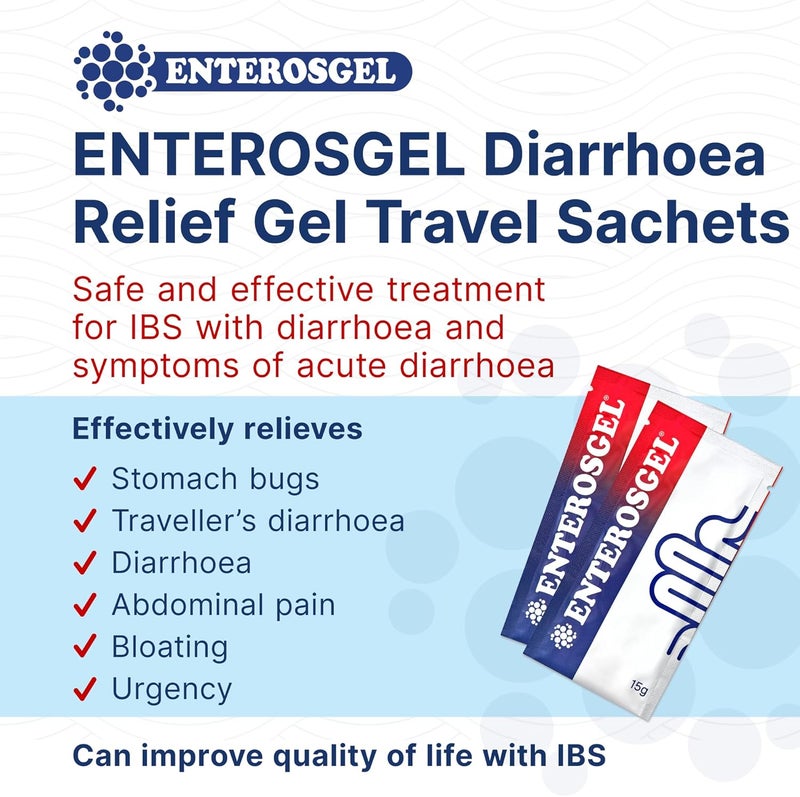 Enterosgel إنتيروسجيل لعلاج الإسهال أثناء السفر، تخفيف متلازمة القولون العصبي، تخفيف آلام المعدة، تخفيف الانتفاخ، تخفيف الغازات المحبوسة، يعالج الأسباب الجذرية، مناسب للأطفال 0، للبالغين 2 عبوات تحتوي على 10 أكياس - Image 2