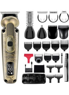 Hatteker Hatteker Beard Trimmer Mustache Trimmer for Men 8 in 1 Adjustable Speed Waterproof Hair Clipper TBlade Trimmer Electic Razor Shavers Cordless Mens Gift Grooming Kit with Face Nose Body Bronze 