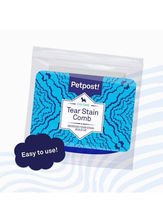 Petpost | Tear Stain Remover Comb for Dogs - Extra Fine Tooth Rake Gently & Effectively Gets Rid of Crust, Mucus, and Gunk Around Your Shih Tsu or Maltese Blue - Image 4