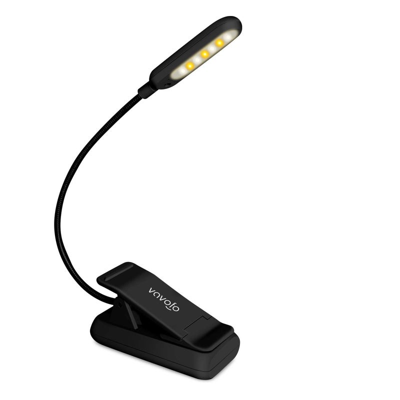 VAVOFO Rechargeable Reading Light 7 LEDs with 9 Color Temperature 9 Brightness Levels Clip On Book Light for Reading in Bed with Power Indicator for Bookworms Black