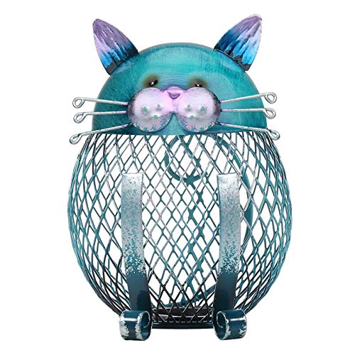 TOOARTS Metal Cat Coin Piggy Bank for Adults Animal Money Bank with Bottom Cap Creative and Practical Cat Gifts for Cat Lovers Birthday Christmas Decoration for Home Office Living Room Bookshelf - Image 1