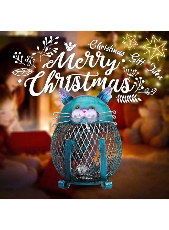 TOOARTS Metal Cat Coin Piggy Bank for Adults Animal Money Bank with Bottom Cap Creative and Practical Cat Gifts for Cat Lovers Birthday Christmas Decoration for Home Office Living Room Bookshelf - Image 3
