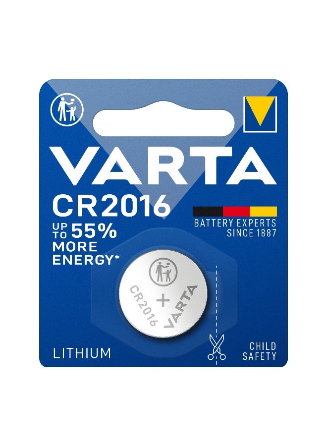 VARTA فارتا ليثيوم عملة CR2016 BLI 1 | نظام طاقة أكسيد المنغنيز الليثيوم | تغليف آمن للأطفال لأقصى درجات الأمان - Image 1
