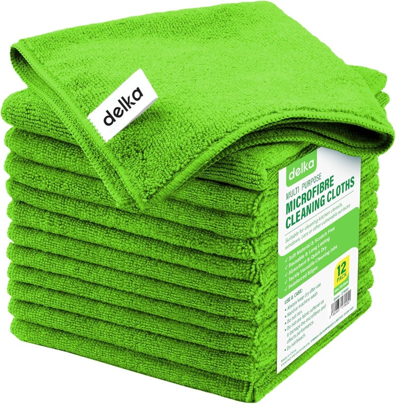 delka Microfibre Cleaning Cloths – Multi-Purpose, Ultra Soft & Lint-Free – 12 Pack - Image 1