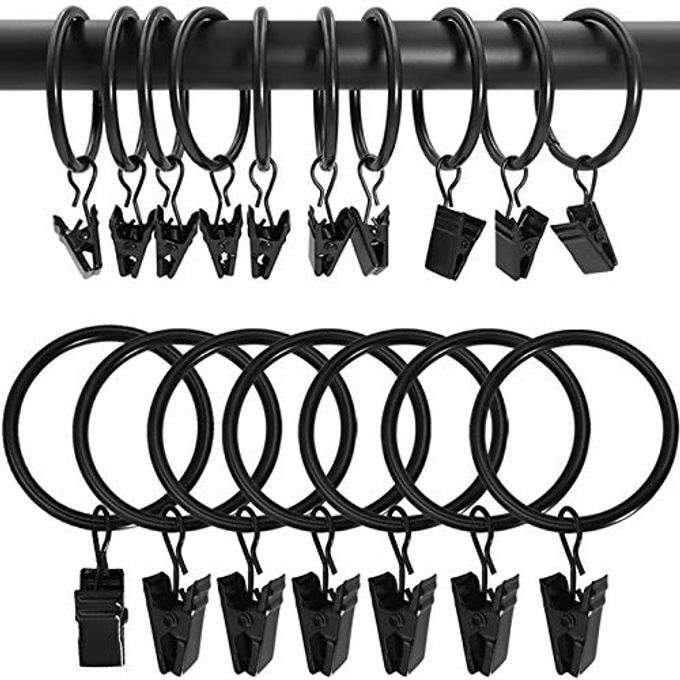 AMZSEVEN 100 Pack Metal Curtain Rings with Clips, Drapery Clips Hooks, Decorative Curtain Rod Clips 1.5 in Interior Diameter, Vintage Black - Image 4