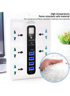 في إم كيه العالمية سلك تمديد 8 طرق مع 4 منافذ USB، شريط طاقة 2 متر في المملكة المتحدة، محول متعدد المقابس 13 أمبير مع حماية من زيادة التيار، موسع مقبس ثلاثي السنون، أبيض - مثالي للمنزل والمكتب والسفر  - Image 4