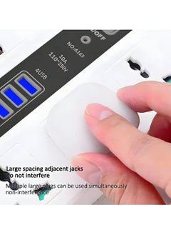 في إم كيه العالمية سلك تمديد 8 طرق مع 4 منافذ USB، شريط طاقة 2 متر في المملكة المتحدة، محول متعدد المقابس 13 أمبير مع حماية من زيادة التيار، موسع مقبس ثلاثي السنون، أبيض - مثالي للمنزل والمكتب والسفر  - Image 2