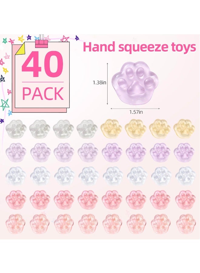 Squishies Squishy Toy, 40pcs Cat Party Favors for Kids, Cat's paw Mochi Squishy Toys, Stress Relief Sensory Toys, Animals Squishy Ball Sensory Toys, Goodie Bag Stuffers for Toddlers Adults - Image 3