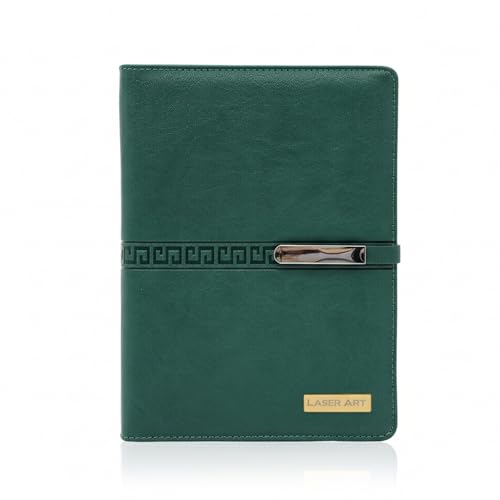 LASER ART A5 Refillable Leather Diary | 6-Ring Binder Notebook with Card Holder, Pen Loop & Strap | PU Leather Office Diary | Business Planner, Personal Writing Journal for Men & Women - Image 1